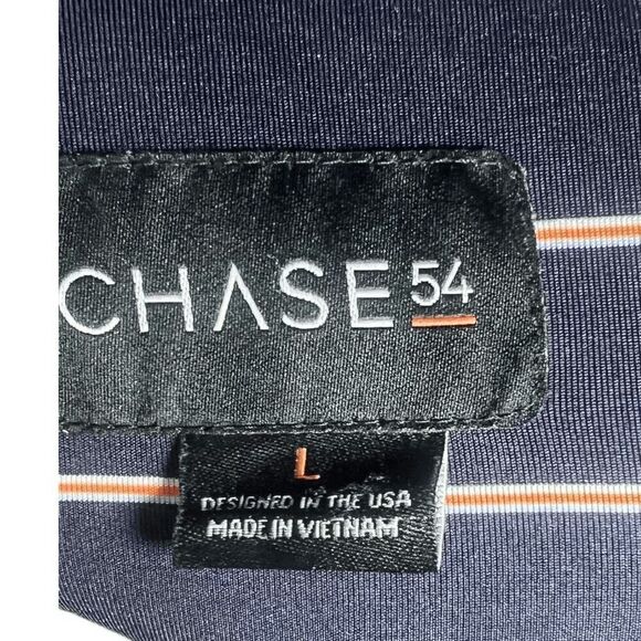 Chase 54 Navy Blue Striped Golf Polo Shirt | Men's Large | Athletic Fit Performa - Picture 3 of 3